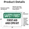 Signmission First Aid And CPR Kit, 7 in W x Rectangle, Vinyl Decal OS-2PACK-SF-D-57-L-10620 - alternate 4